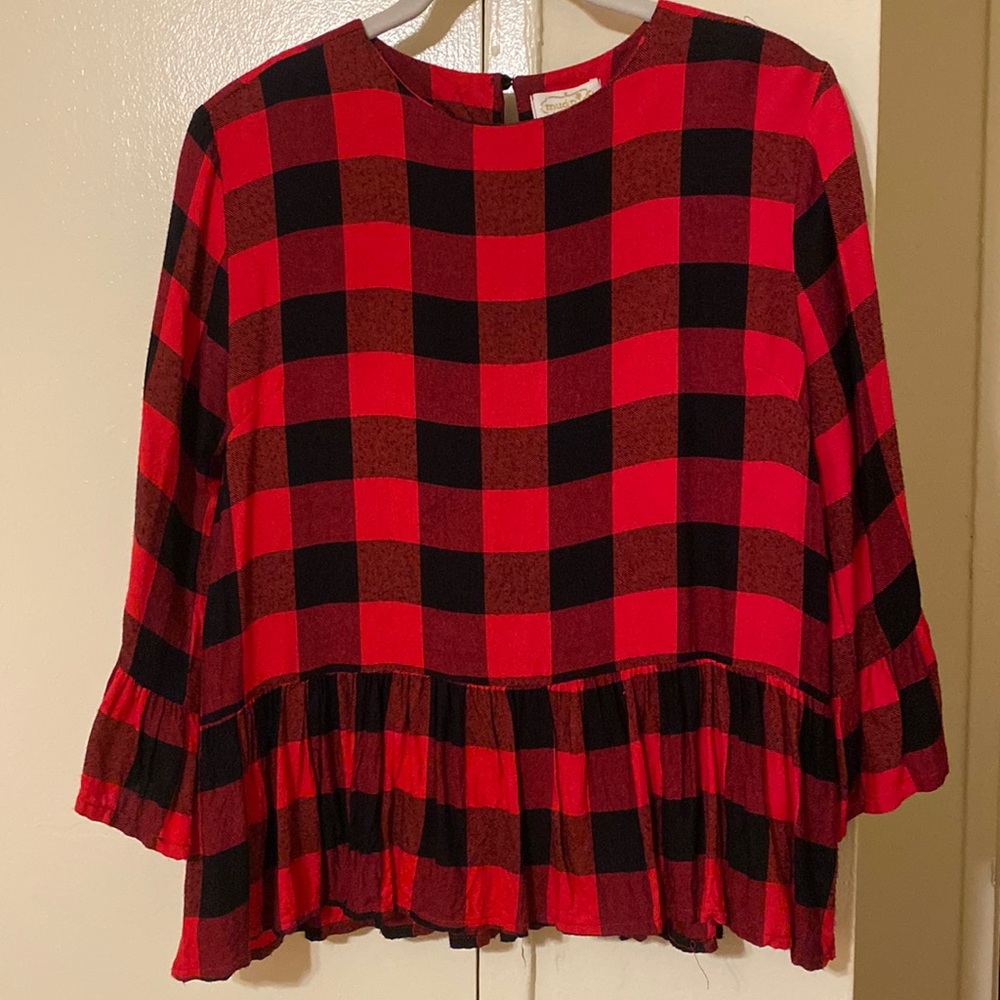 Checkered gingham peplum top